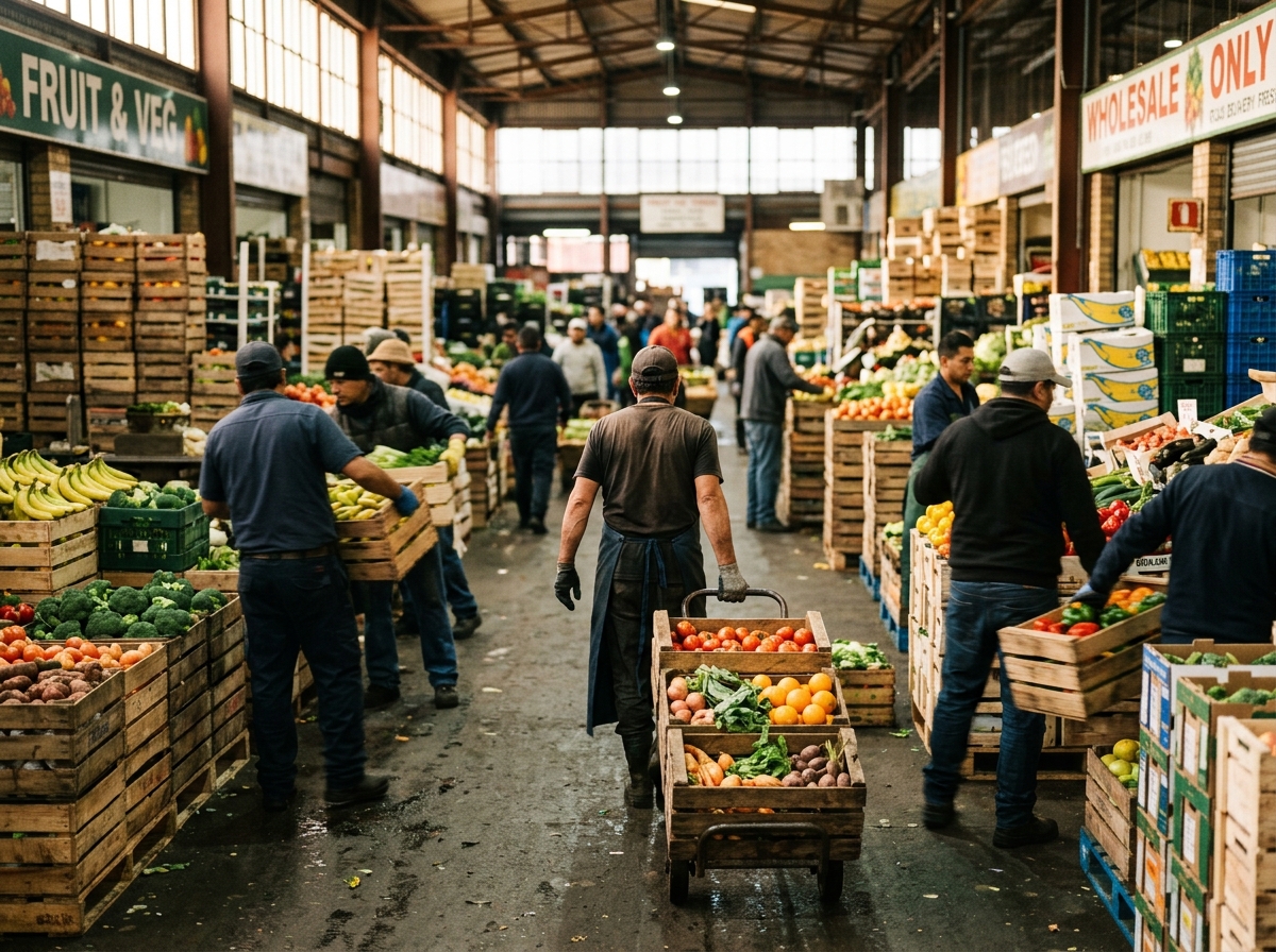 Mercado mayorista de abarrotes y frescura